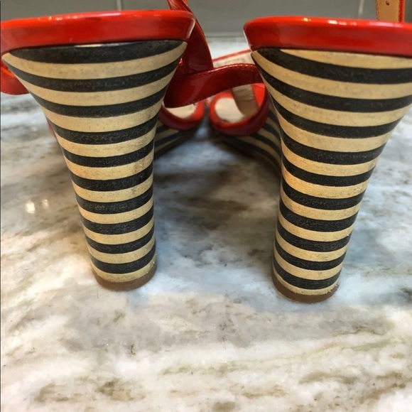 KATE SPADE PATENT LEATHER WEDGES 9 ORANGE - Picture 5 of 8